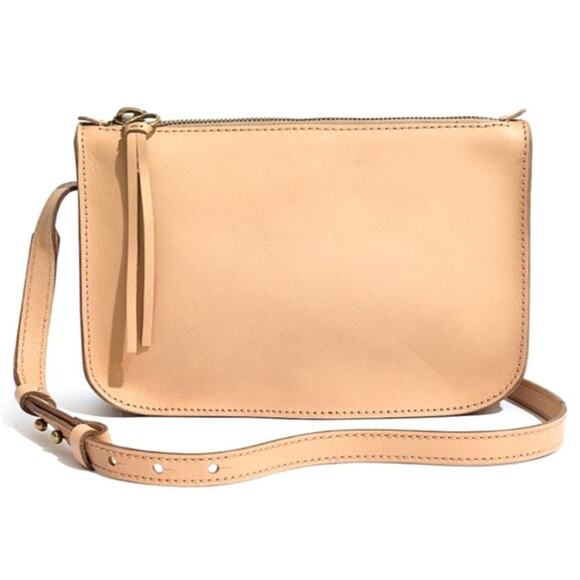 Madewell Nude Leather Simple Crossbody Bag - Picture 1 of 9